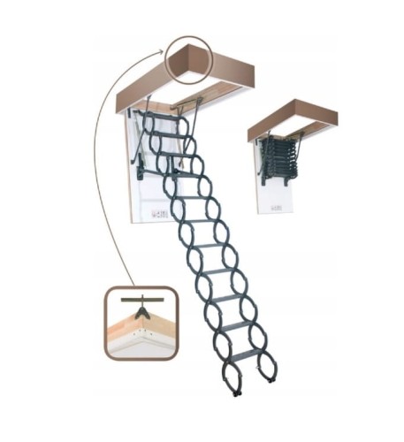 Schody strychowe nożycowe OST 70x120/280 kpl -listwy i kątowniki